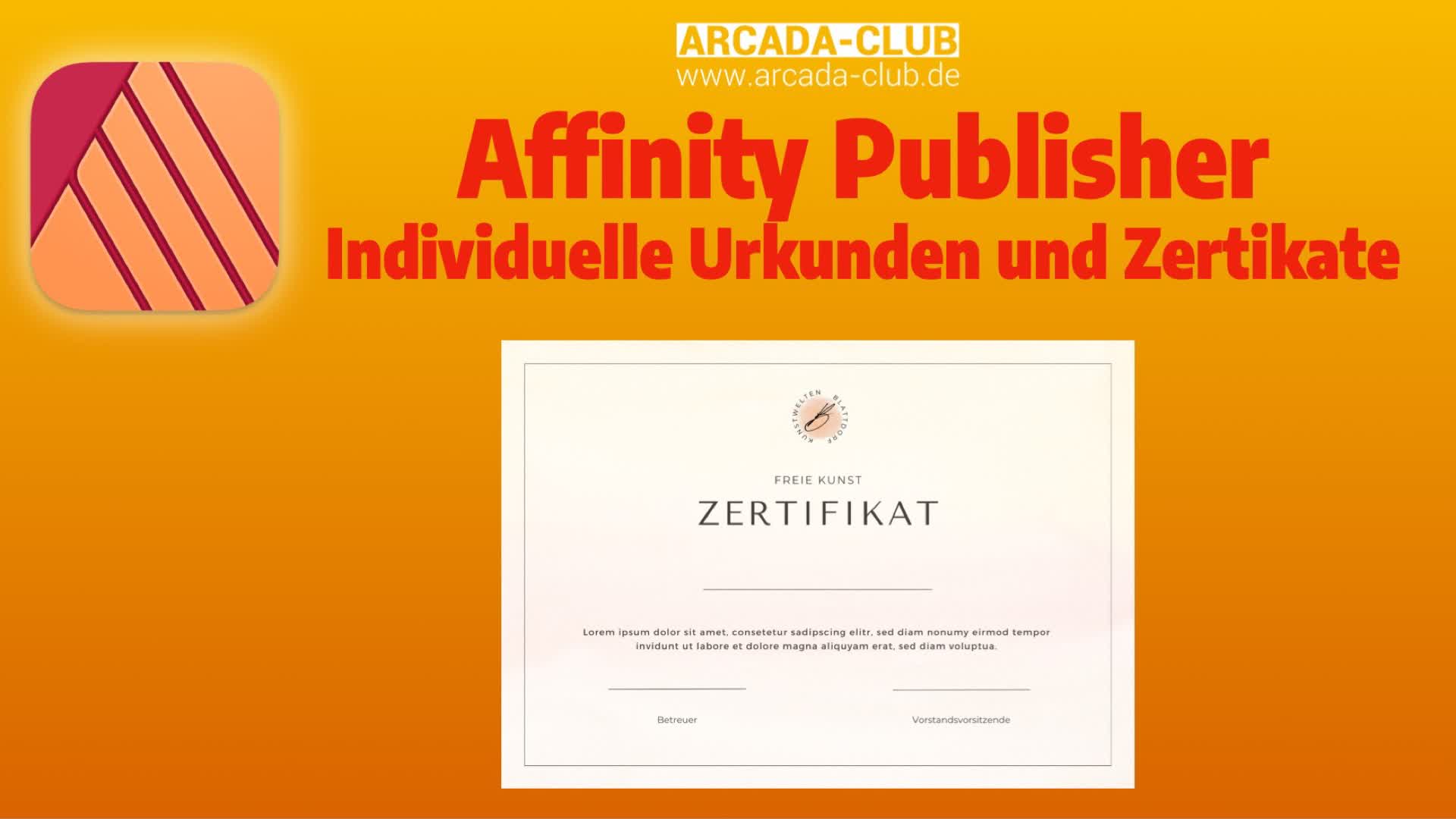 Affinity Publisher - Individuelle Urkunden und Zertikate